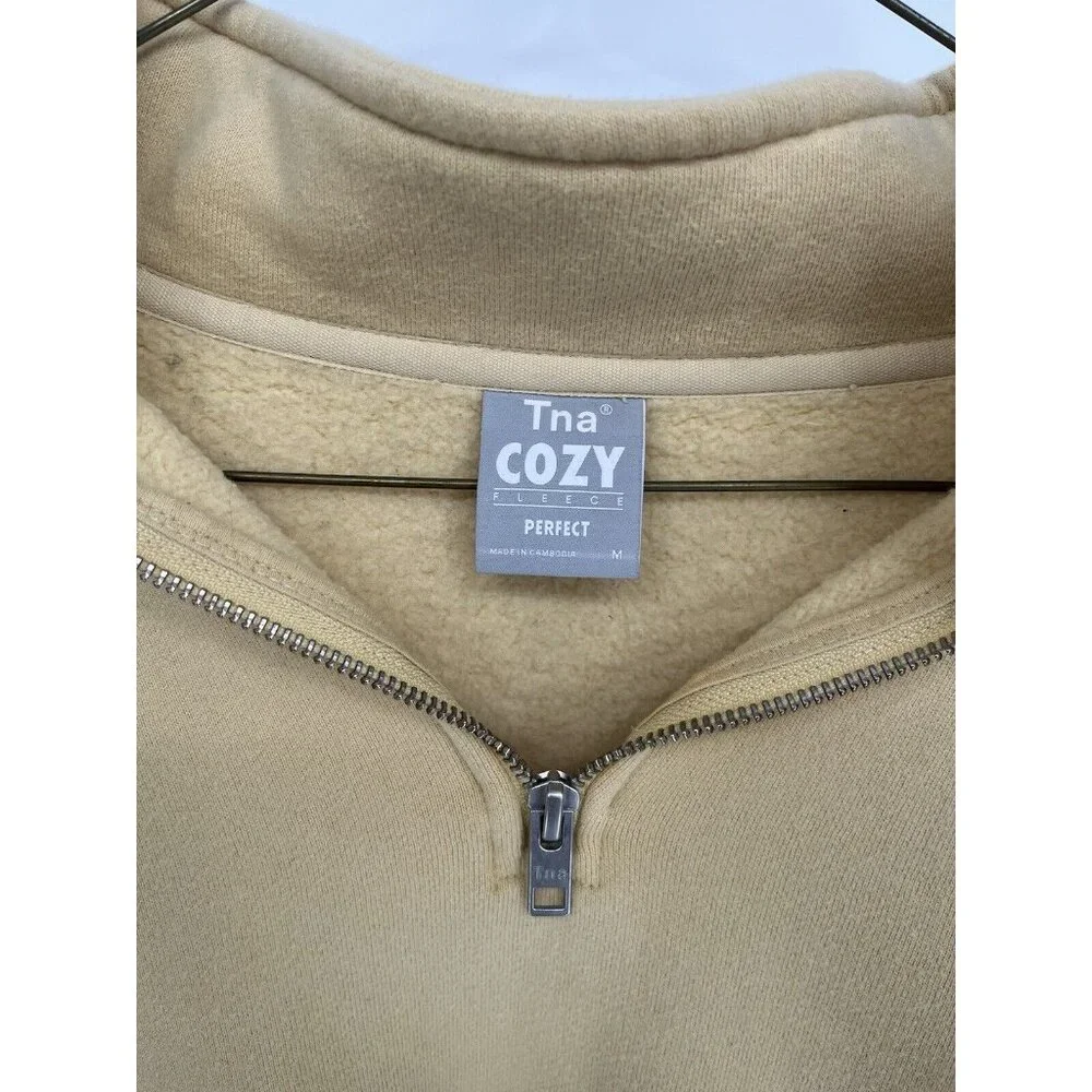 TnA Yellow Cozy Perfect Fleece Mockneck Quarter zip Sweatshirt Medium - Picture 2 of 4